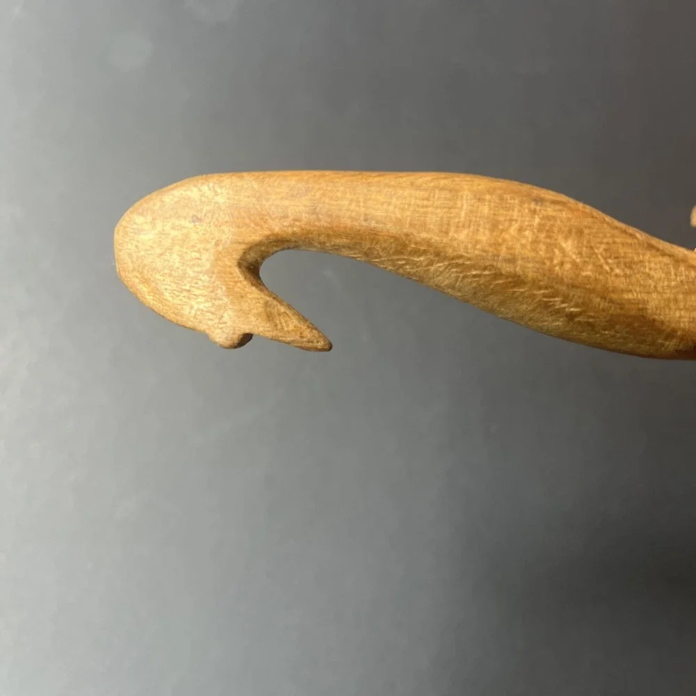 VTG Hand Carved Wooden Elephant Wall Hook Folk Art Safari Decor 6.25